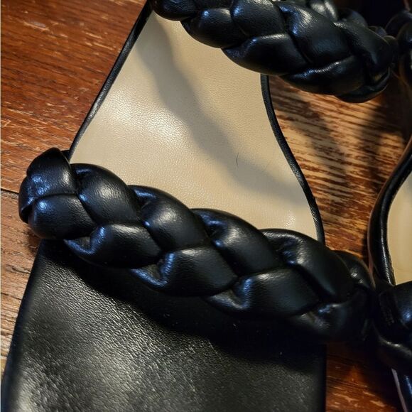 Torgeis New York Womens Square Toe Black Braid Slip On Block Heel, Size 11 - Picture 10 of 12